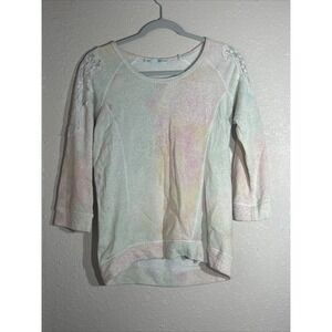 Maurices Large Sweater With Lace On Arms Tie Dye Rainbow Fits Like Medium